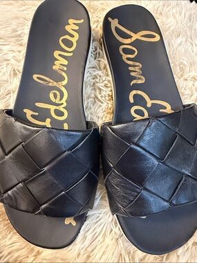 Sam Edelman Black Woven Slide Sandals